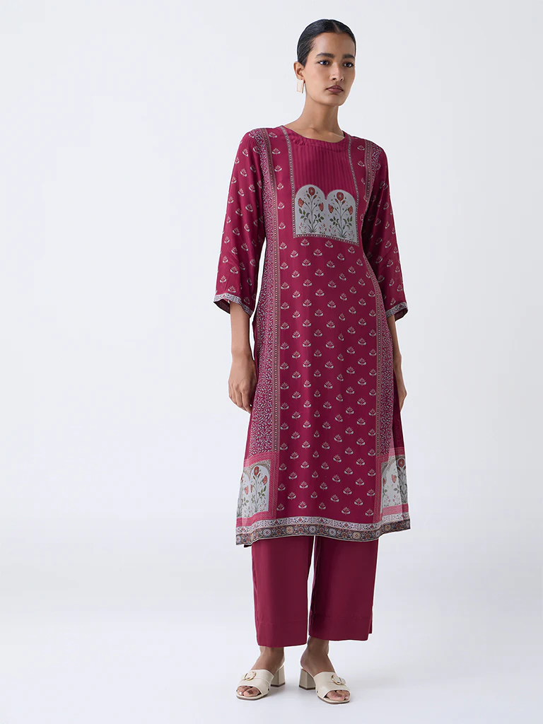 Zuba Maroon Solid Pants - Image 2