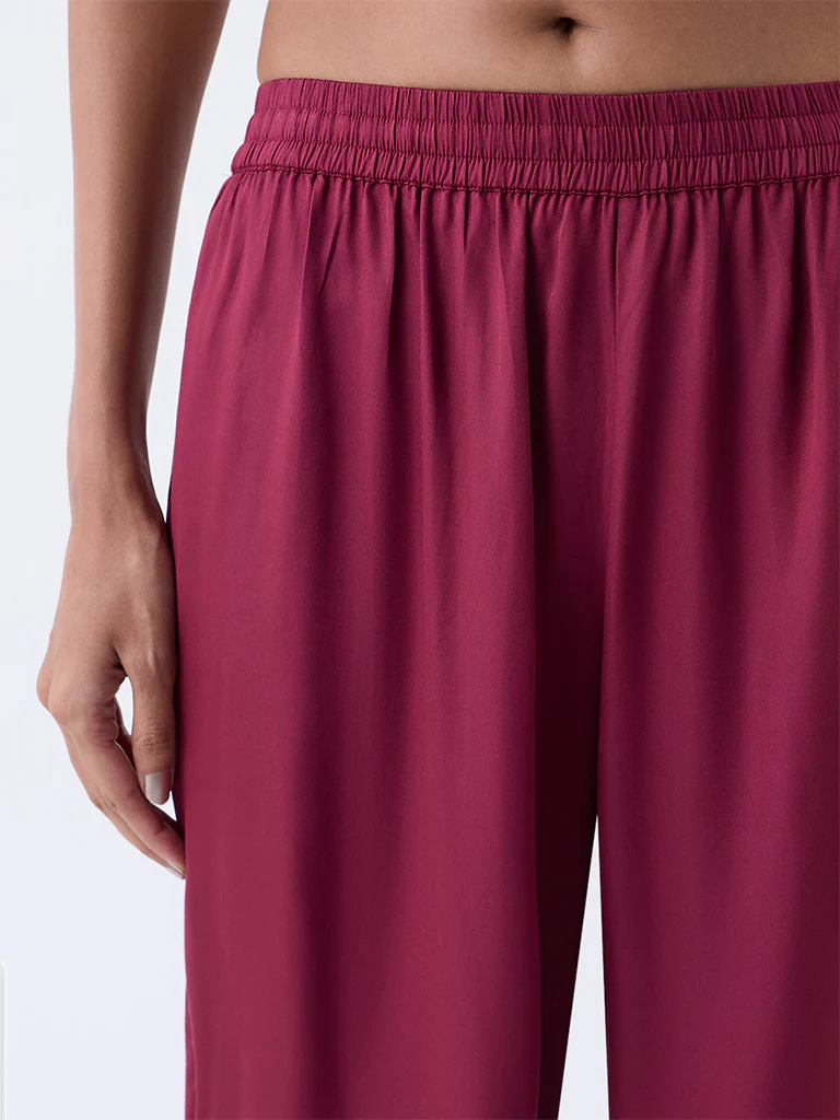 Zuba Maroon Solid Pants - Image 3