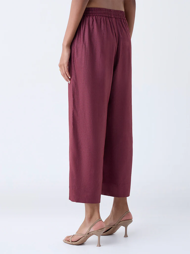 Zuba Maroon Solid Pants - Image 4