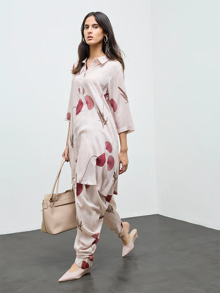 Zuba Off-White Botanical Printed Dhoti Pants - Image 2