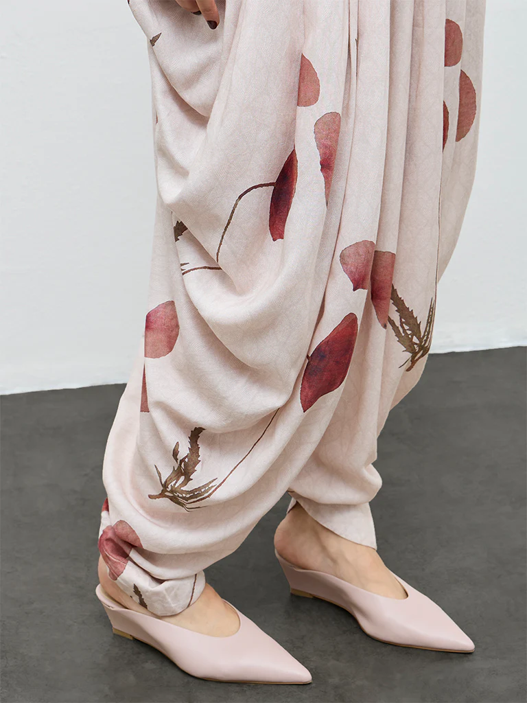 Zuba Off-White Botanical Printed Dhoti Pants - Image 3