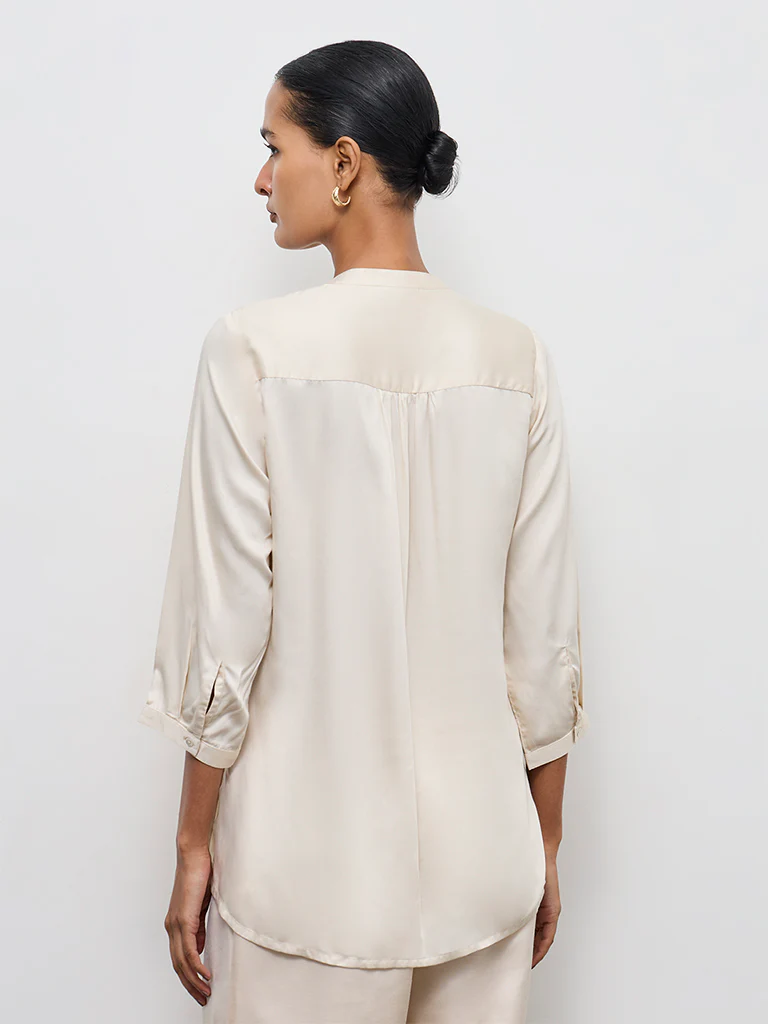 Zuba Off-White Floral Embroidered Tunic - Image 4
