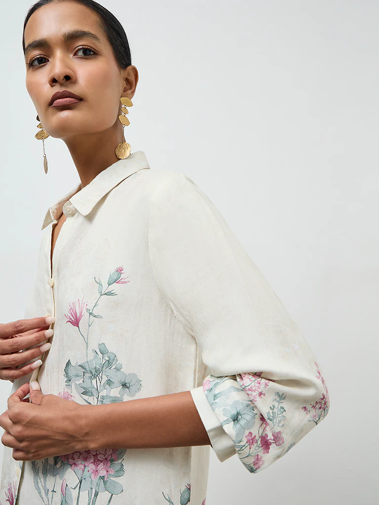 Zuba Off-White Floral Tunic - Image 3