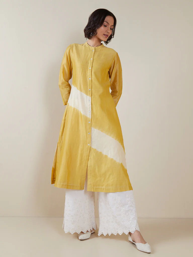 Zuba Off-White Pure Cotton Floral Palazzos - Image 5