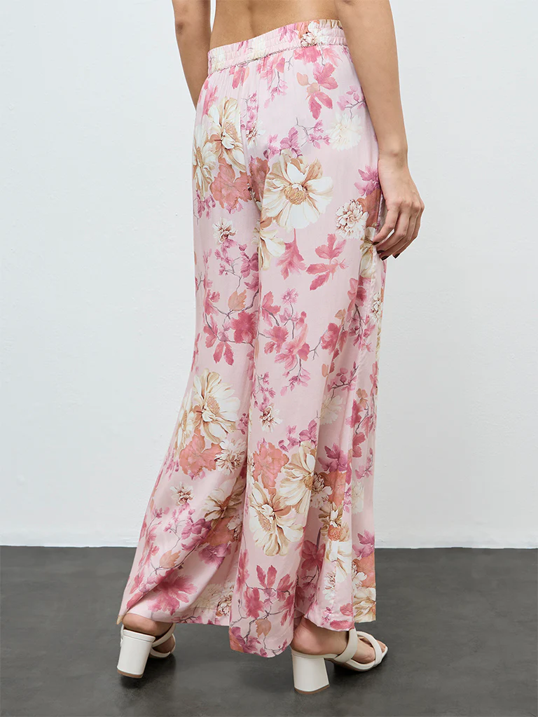 Zuba Pink Floral Printed Pants - Image 4