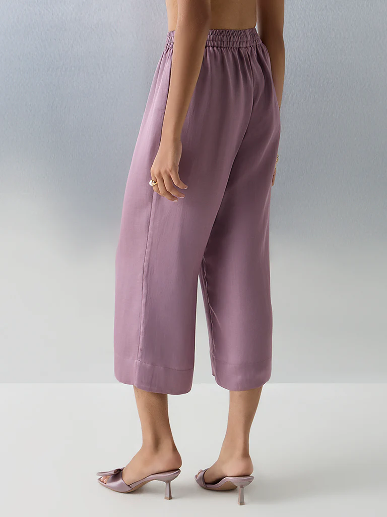 Zuba Purple Solid Ethnic Pants - Image 4