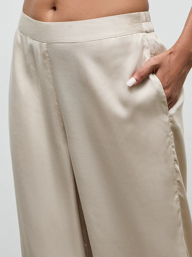 Zuba Taupe Solid Pants - Image 3
