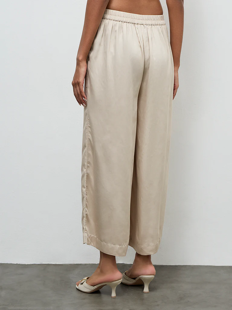 Zuba Taupe Solid Pants - Image 4