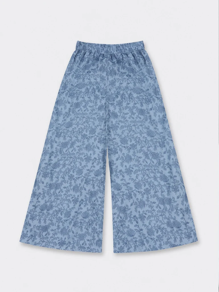 Zuba Wardrobe Blue Floral Printed Palazzos - Image 5
