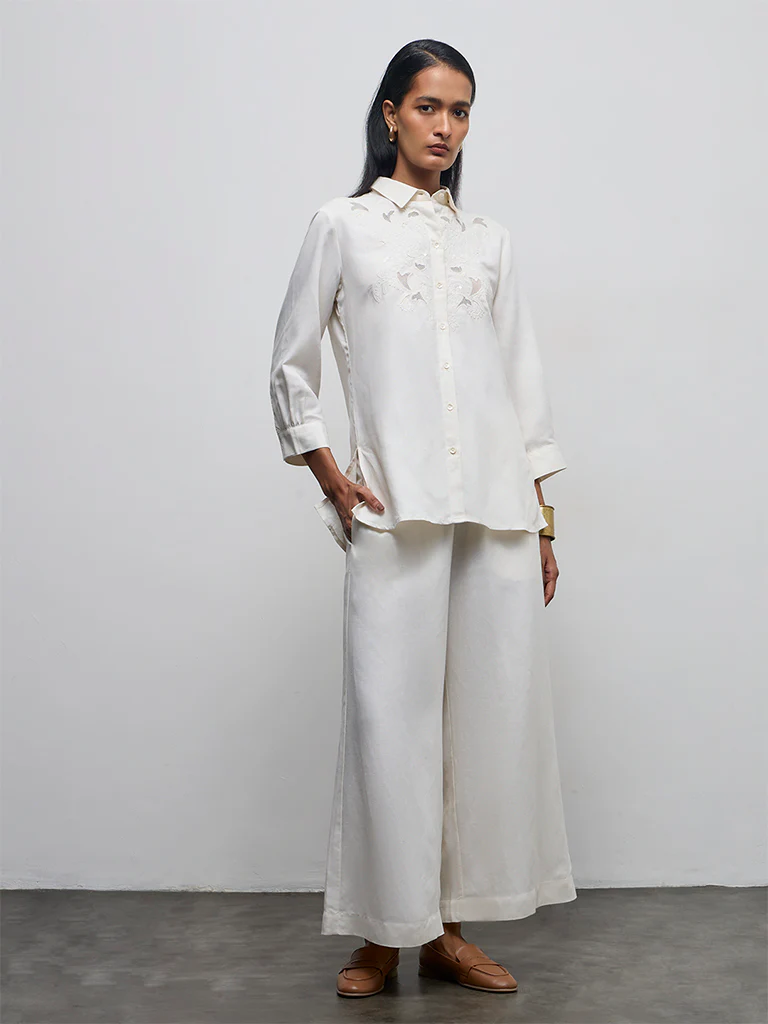 Zuba White Floral Embroidered Tunic - Image 2