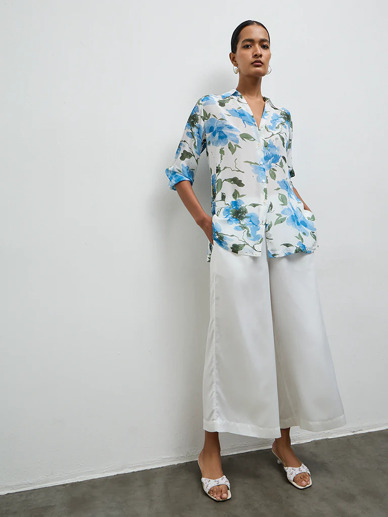 Zuba White Solid Pants - Image 2