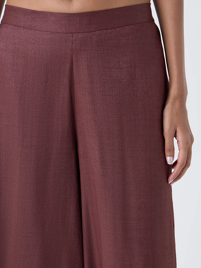 Zuba Wine Solid Palazzos - Image 3